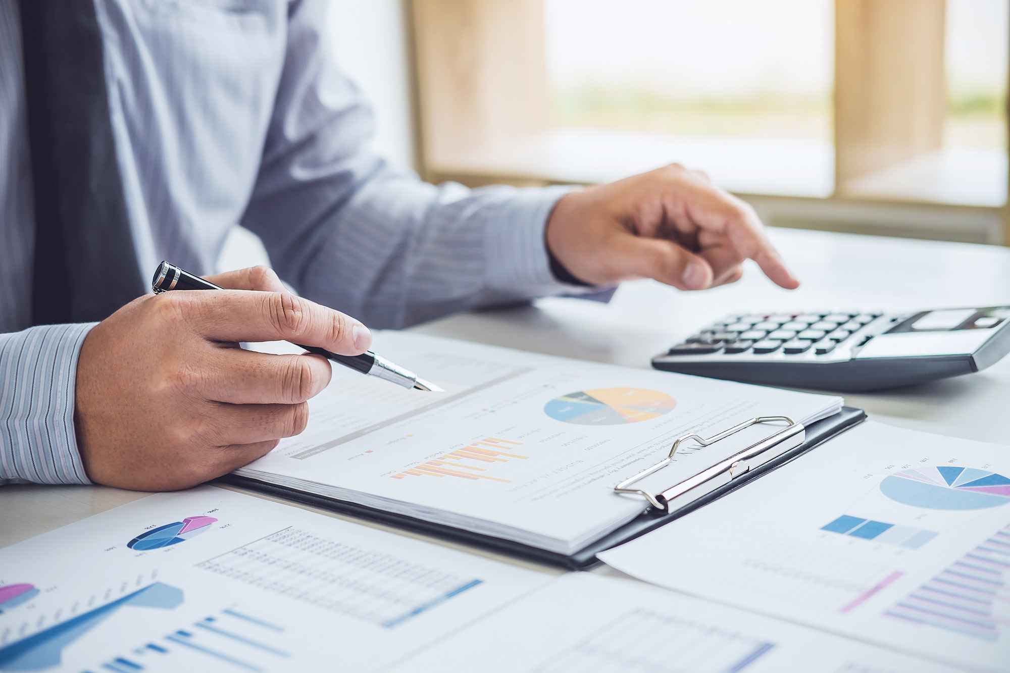 midsection businessman working office